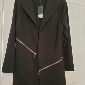 Investments Black Blazer with Silver Zipper Details